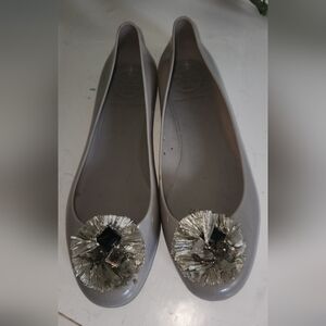 Elegant Gray Jelly Flats with Embellishments